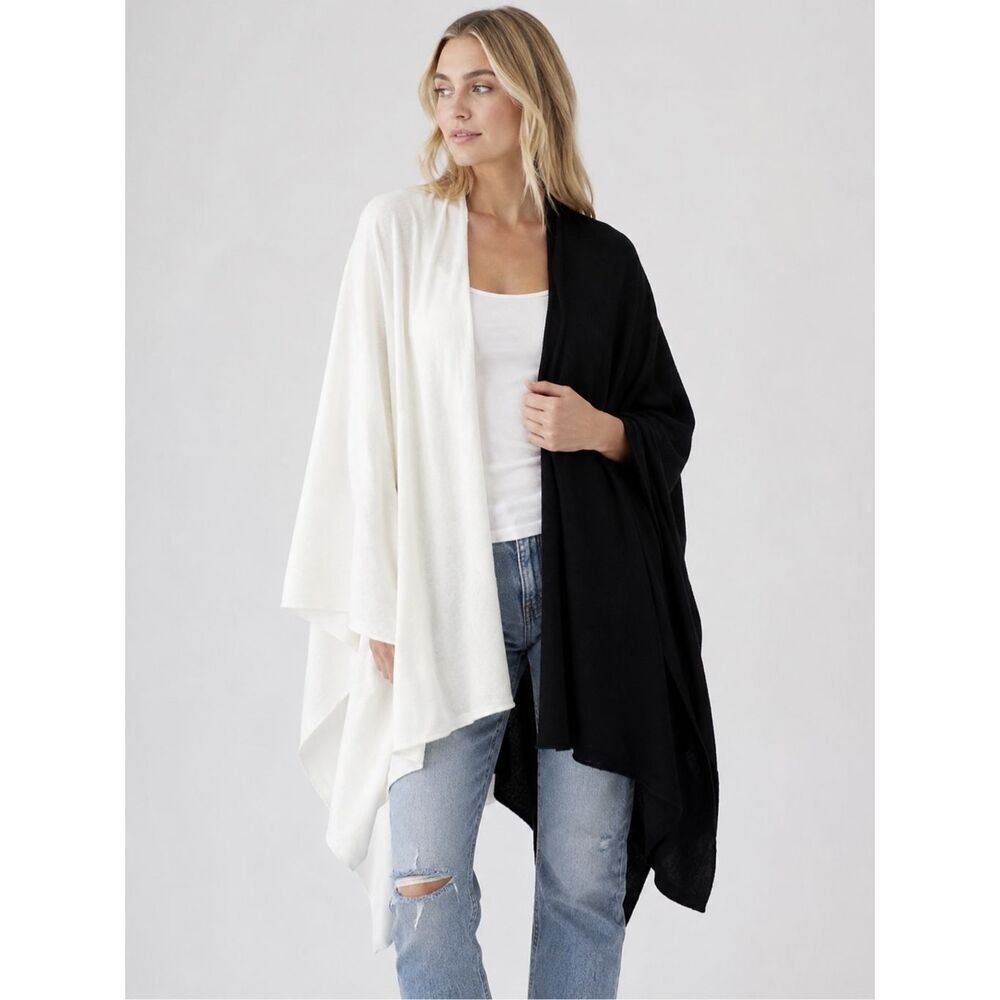 Donni Charm x The Zoe Report Colorblock Open Front Wrap Shawl One Size